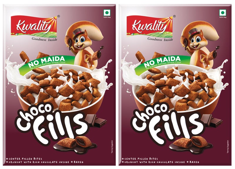 Kwality Choco Fills 250g Each (Pack 2) | Chocolate Flavor, No Maida | Crunchy Bites Filled with Rich Chocolate | Healthy Food & Breakfast Cereal for Kids | High in Protein & Fiber - Image 1