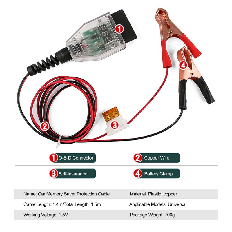 O-B-D Car Memory Saver Protection Connector O-B-D Battery Change Saver 12V Battery Replace Tools Power Off Protector Vehicle Battery Leakage Detective - Image 3