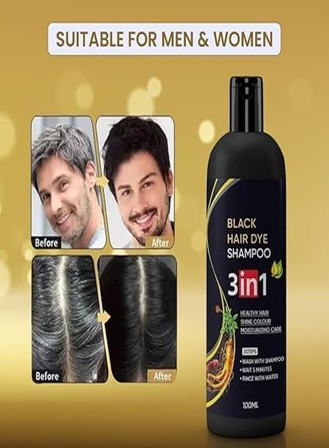 3 in 1 Hair Dye Instant Black Hair Shampoo for Women & Men, pack of 1 = 100 ml - Image 4