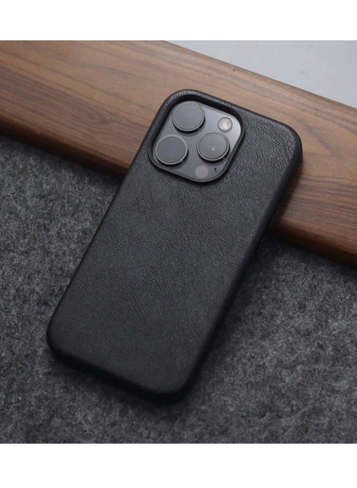 YANCI For iPhone 16 Pro Leather Case, Business Luxury Classic PU Leather Elegant Designer Men Cover Soft Non-Slip Grip Phone Cases for iPhone 16 Pro - Image 2