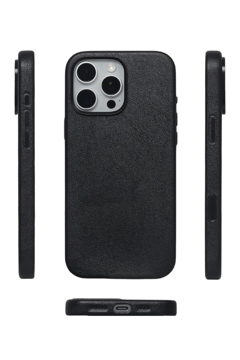 YANCI For iPhone 16 Pro Leather Case, Business Luxury Classic PU Leather Elegant Designer Men Cover Soft Non-Slip Grip Phone Cases for iPhone 16 Pro - Image 1