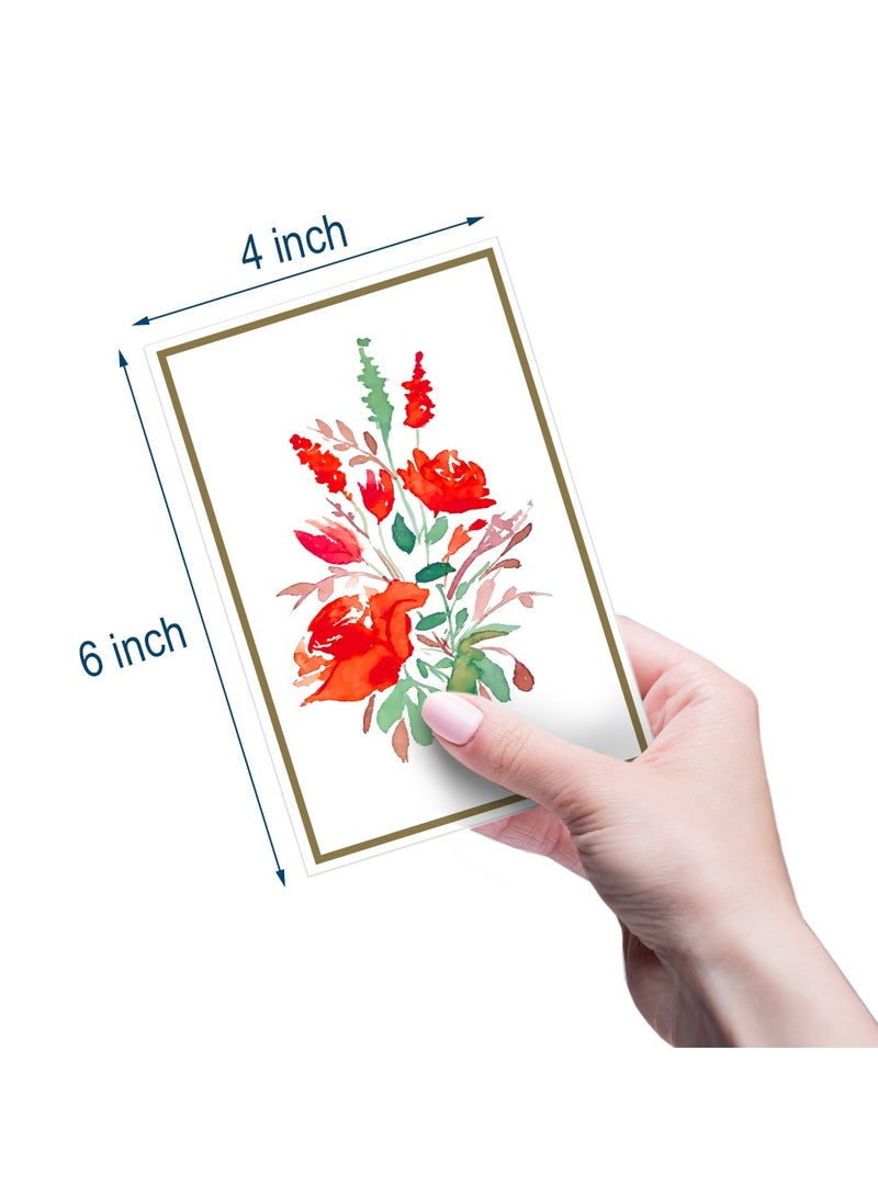 Kidepoch 30 Blank Greeting Cards, Assorted Watercolor Floral Greeting Cards for All Occasion, 4x6 inches Blank Flower Stationary Notecards with Envelopes & Stickers  - Image 2