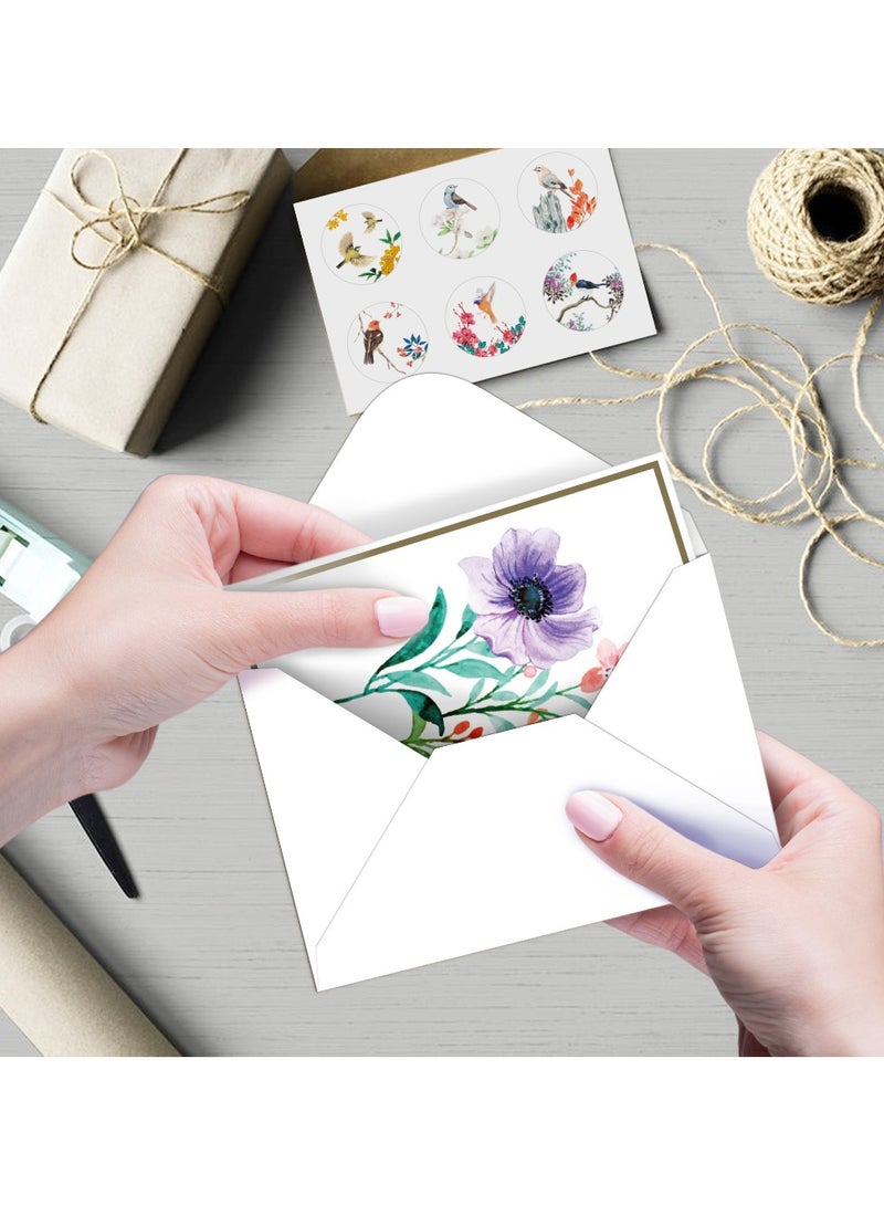 Kidepoch 30 Blank Greeting Cards, Assorted Watercolor Floral Greeting Cards for All Occasion, 4x6 inches Blank Flower Stationary Notecards with Envelopes & Stickers  - Image 5