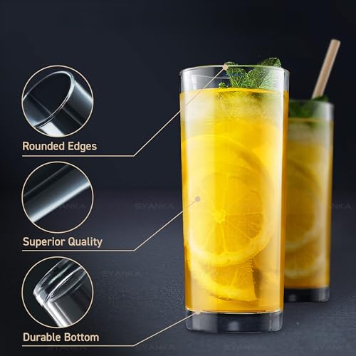 SYANKA Italian Premium Juice Glasses Set of 12 Transparent, 300ml, Water Glasses Crystal and Stylish Highball Drinking Glasses for Juice, Water and Cocktails - Image 3