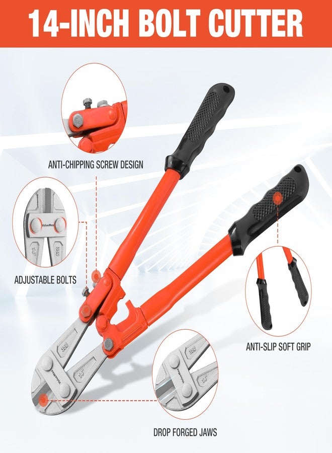 ValueMax Bolt Cutter Set, 3-Piece Heavy Duty, 14" and Mini 8" Cutters, 8" Cable Cutter With Carrying Bag for Locks, Steel Wire, Barbed Wire, Chains - Image 2