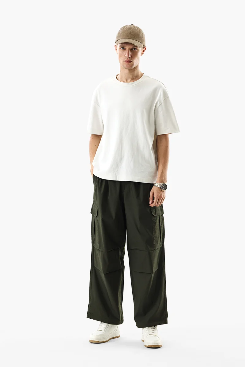 سنيتش Olive Solid Relaxed Streetwear Cargo
