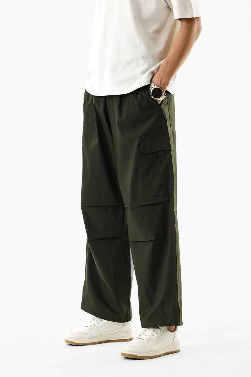 SNITCH Olive Solid Relaxed Streetwear Cargo