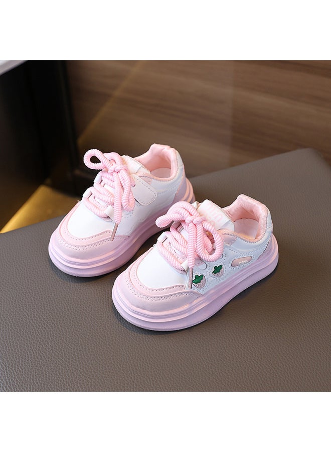 Girls' Non-slip White Shoes  Spring New Style Kidsren's Casual Versatile Sneakers Baby Soft-soled Fruit Walking Shoes