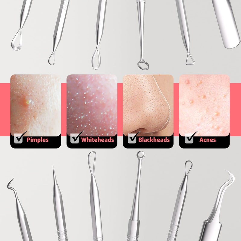 Cbiumpro 6 Pack Blackhead Remover Tools, Pimple Popper Tool Kit, Professional Blackhead Extractor for Zit, Acne, Whitehead, Comedone on Nose - with Case - Image 5