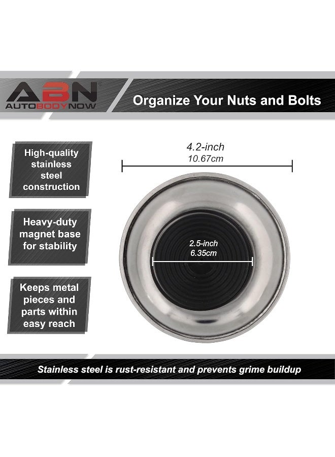 ABN Magnetic Tool Tray Round 5.5" Inch Tray - Stainless Steel 4-Pack - Image 4