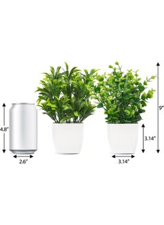 Rock Pow Whonline 2pcs Small Fake Plants, Mini Potted Plants for Home Bathroom Shelf Decor, Artificial Eucalyptus Plants for Office Desk Greenery Decoration  - Image 2