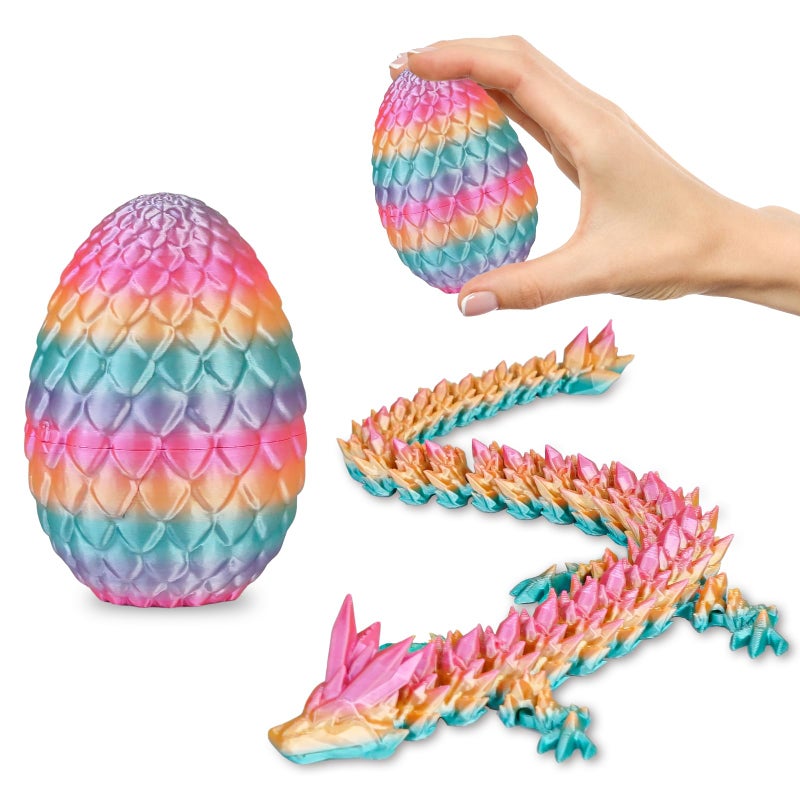 Olee Odee Small Dragon Eggs with Dragon Inside 3D Printed Surprise Funny Gifts for Kids Articulated Dragon Fidget Toys for Adults Executive Desk Toys Office Room Dcor Pastel Rainbow - Image 3