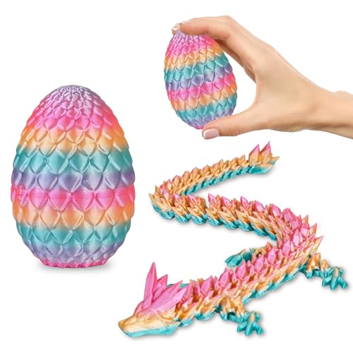 Olee Odee Small Dragon Eggs with Dragon Inside 3D Printed Surprise Funny Gifts for Kids Articulated Dragon Fidget Toys for Adults Executive Desk Toys Office Room Dcor Pastel Rainbow - Image 1