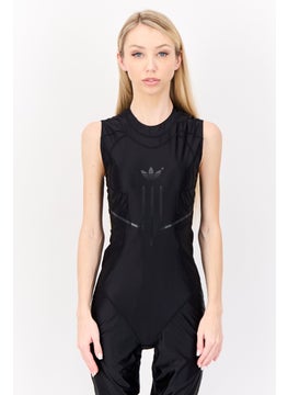 adidas Originals Women Sleeveless Brand Logo One Piece Swimwear, Black  - Image 3
