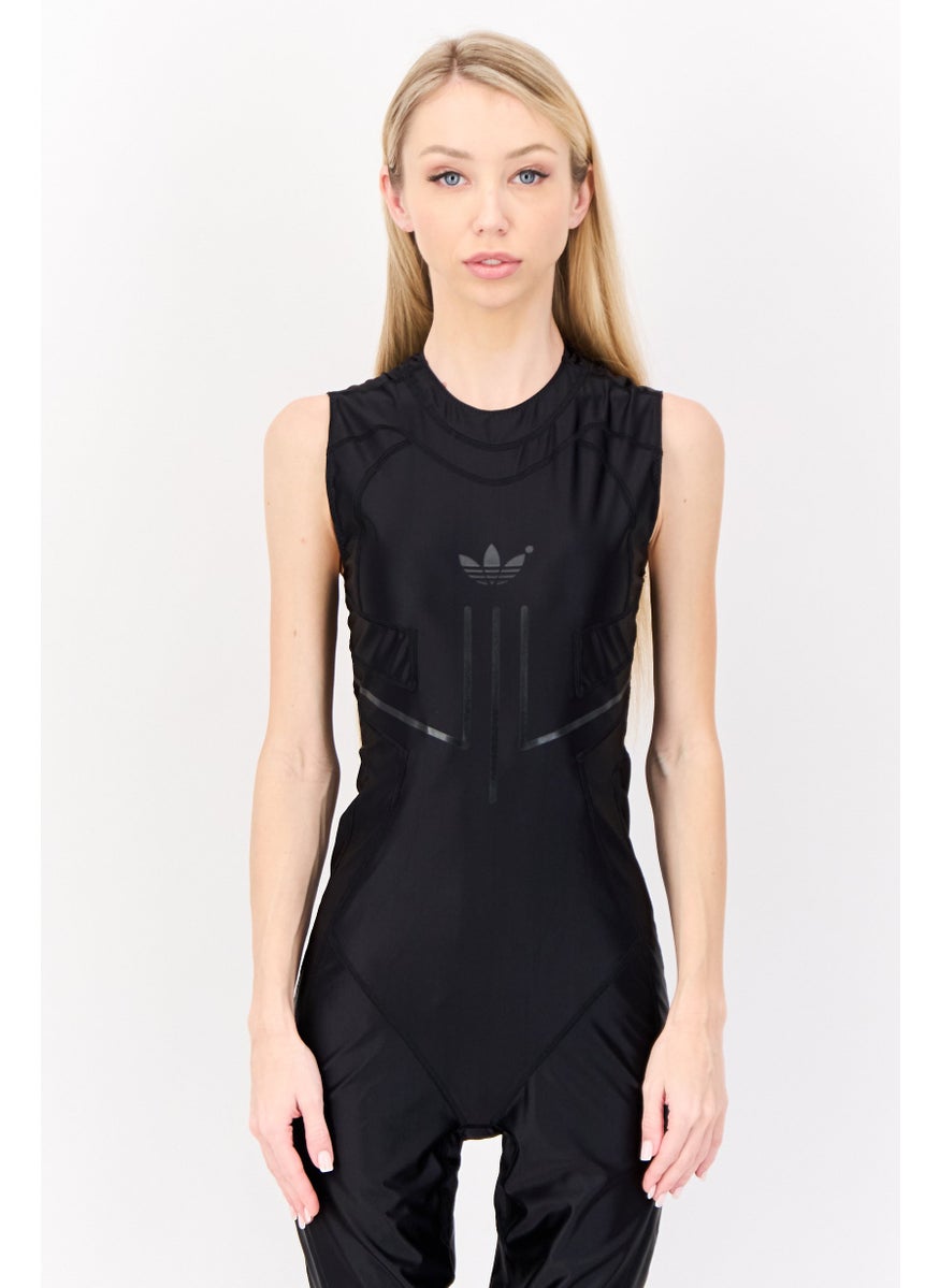 adidas Originals Women Sleeveless Brand Logo One Piece Swimwear, Black  - Image 3