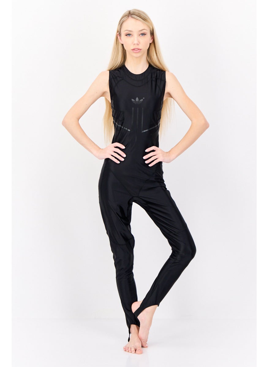 adidas Originals Women Sleeveless Brand Logo One Piece Swimwear, Black  - Image 1