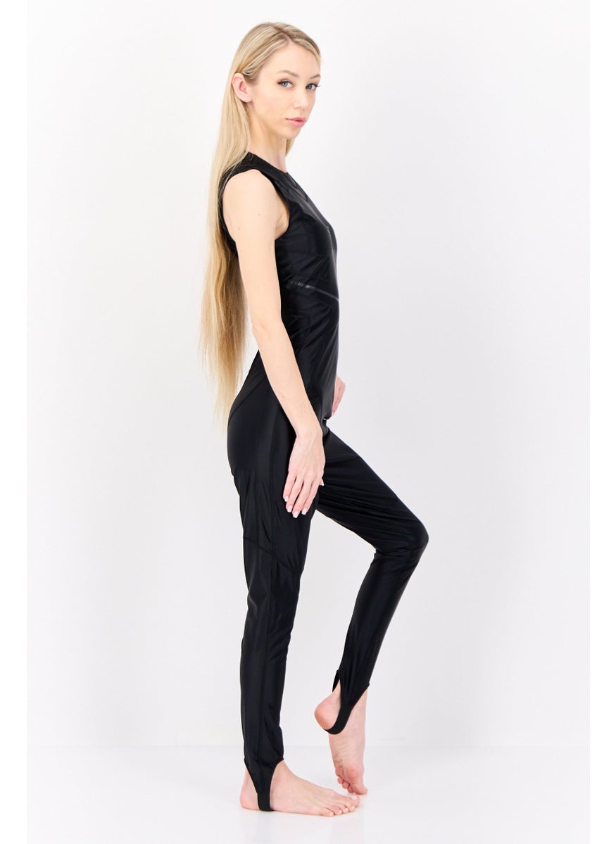 adidas Originals Women Sleeveless Brand Logo One Piece Swimwear, Black  - Image 4