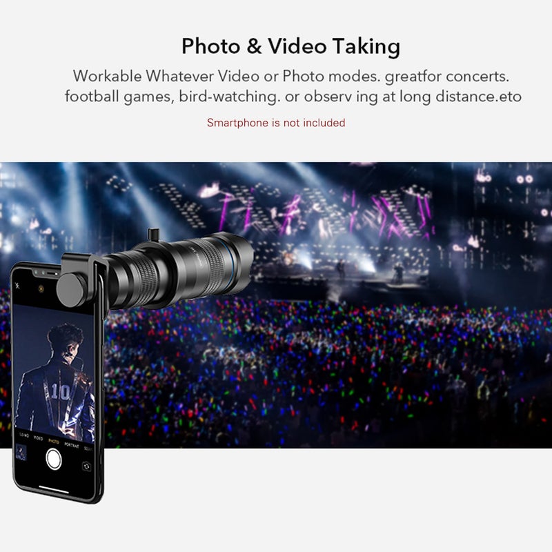 APEXEL APL-JS28X HD 28X Metal Single-tube Telescope Phone Telephoto Lens with Manual Focus for Most Smartphones for Traveling Sport Events Concert Bird Watching Photography - Image 2