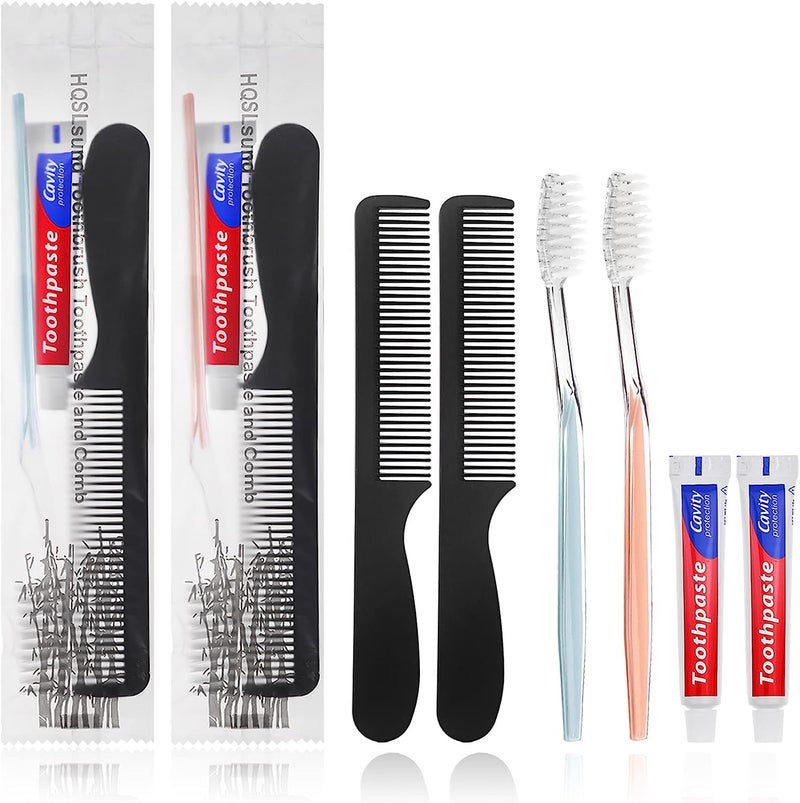 HQSLsund 30pcs Disposable Toothbrushes with Toothpaste and Comb Individually Wrapped10g Toothpaste7inch Black Comb Toothbrush for Homeless HotelAirBnb