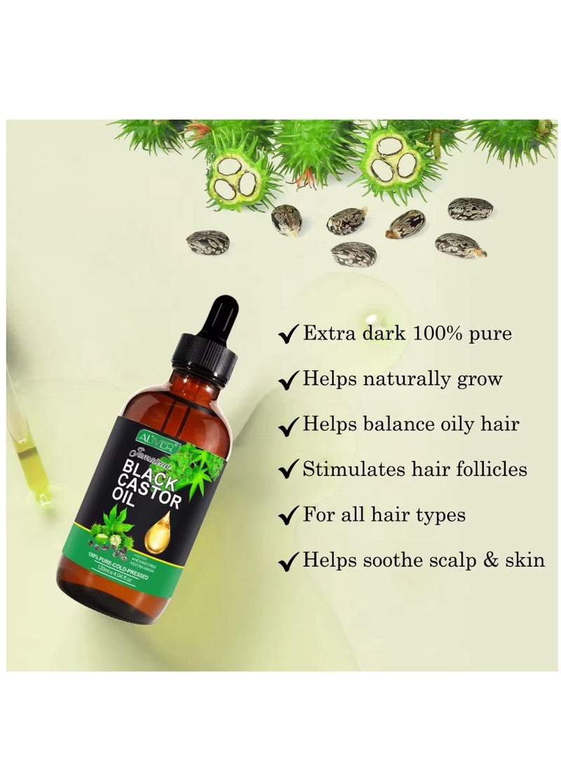 ALIVER 120ml Organic Castor Oil Pure Natural Massage Oil Cold Pressed Jamaican Black Castor Oil for Detox Compress Wrap Skin Conditioning Oil Hair Eyelash Oil Nourish Scalp Dry Skin Moisturizer Carrier Oil  - Image 5