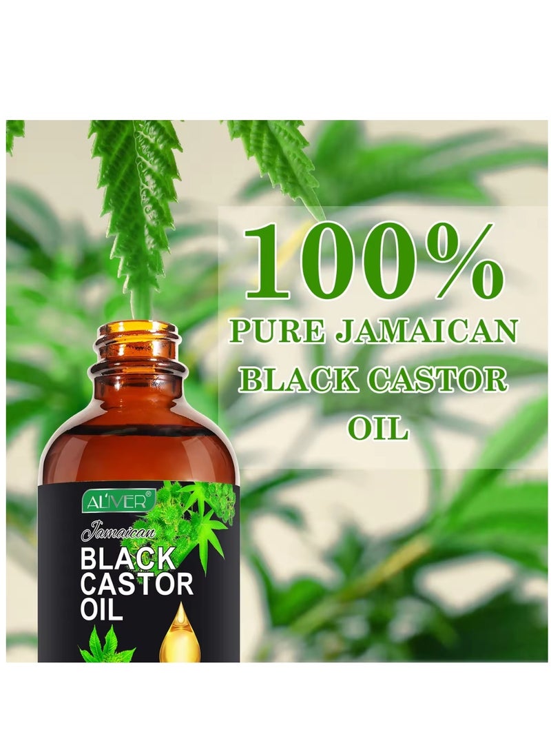 ALIVER 120ml Organic Castor Oil Pure Natural Massage Oil Cold Pressed Jamaican Black Castor Oil for Detox Compress Wrap Skin Conditioning Oil Hair Eyelash Oil Nourish Scalp Dry Skin Moisturizer Carrier Oil  - Image 2