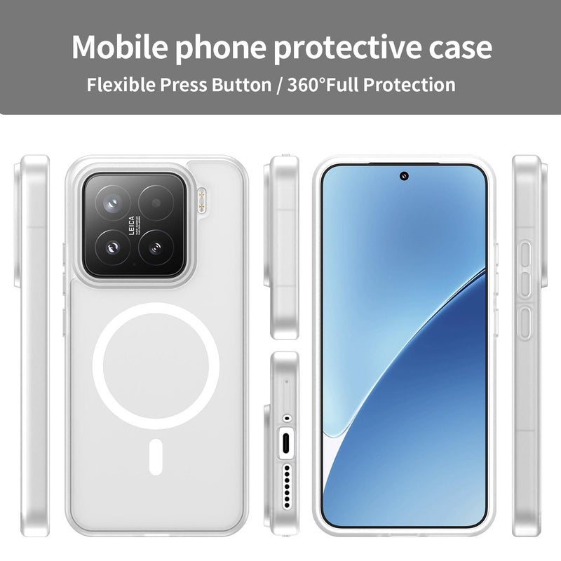 erorex For Xiaomi 15 Fanying Series PC Hybrid TPU Translucent Frosted MagSafe Phone Case(Matte White) - Image 2