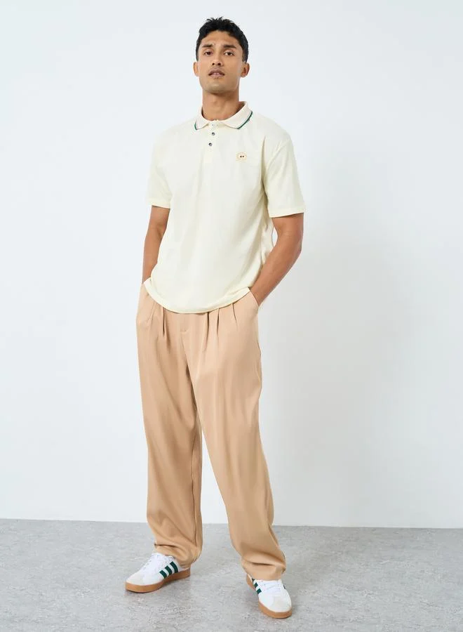 ستايلي Styli Men Beige Relaxed Fit Pleated Trousers
