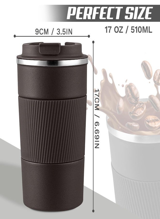 SPLMIFA Vacuum-Insulated Stainless Steel Travel Coffee Mug, Leak-Proof Reusable Coffee Cup with Lid - Keep Hot & Cold Drinks for Hours, Durable Thermos Tumbler for Men & Women (3rd-Dark Coffee, 17OZ) - Image 4