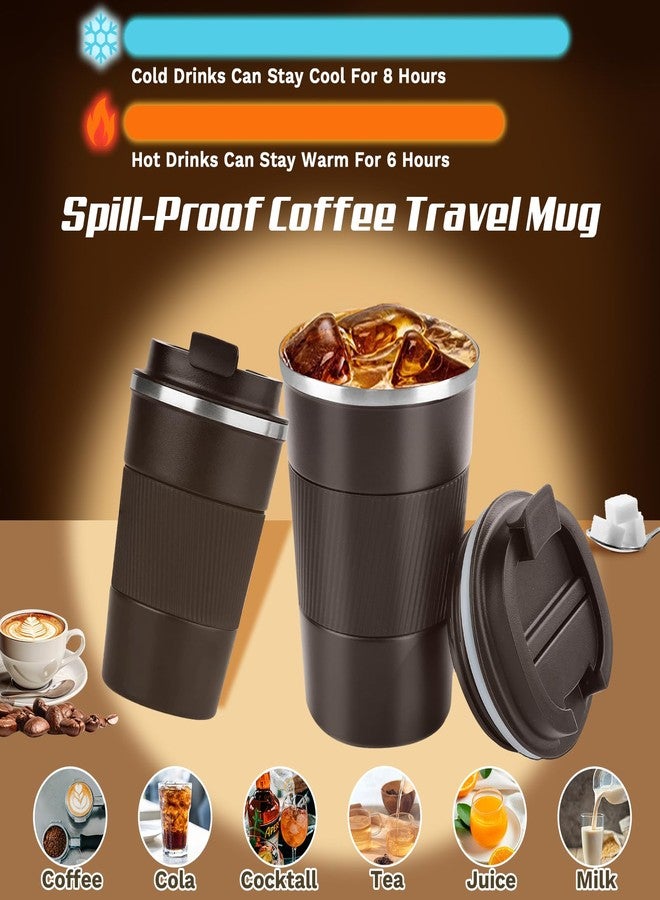 SPLMIFA Vacuum-Insulated Stainless Steel Travel Coffee Mug, Leak-Proof Reusable Coffee Cup with Lid - Keep Hot & Cold Drinks for Hours, Durable Thermos Tumbler for Men & Women (3rd-Dark Coffee, 17OZ) - Image 2