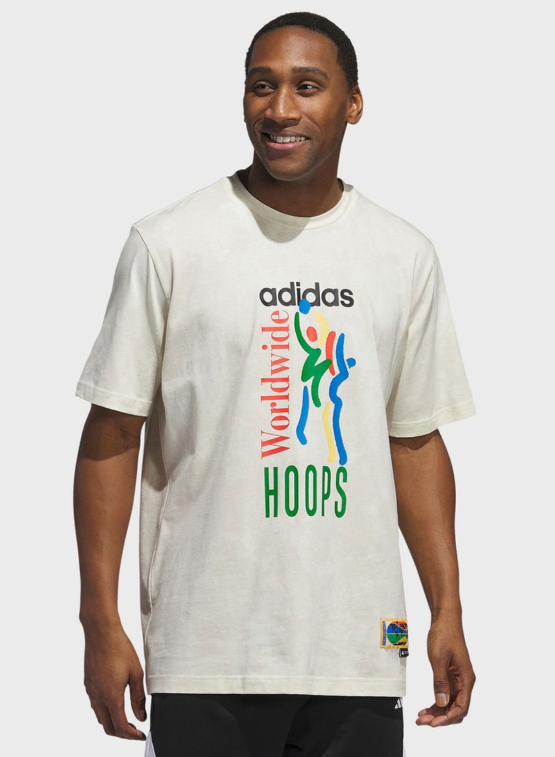 Adidas Worldwide Hoop Aop Graphic T-Shirt  - Image 1