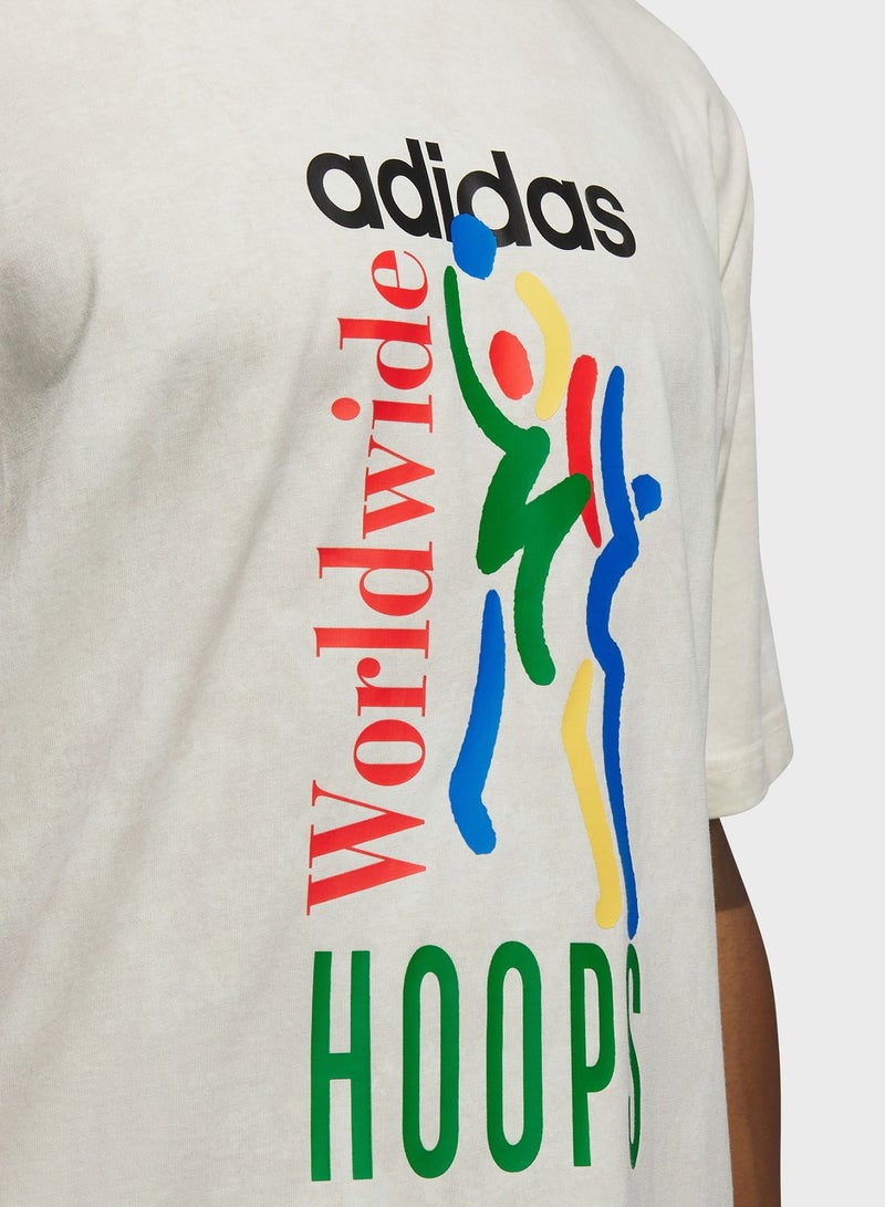 Adidas Worldwide Hoop Aop Graphic T-Shirt  - Image 3