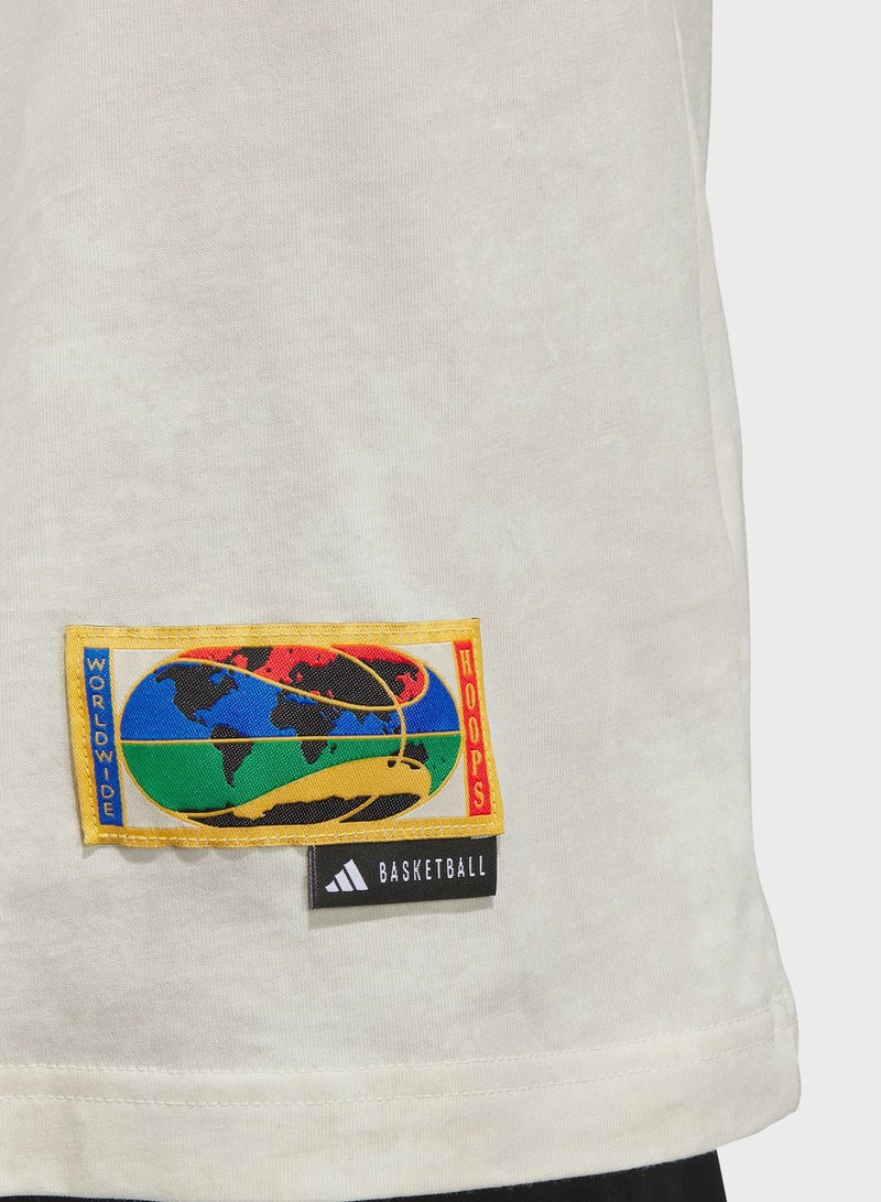 Adidas Worldwide Hoop Aop Graphic T-Shirt  - Image 4