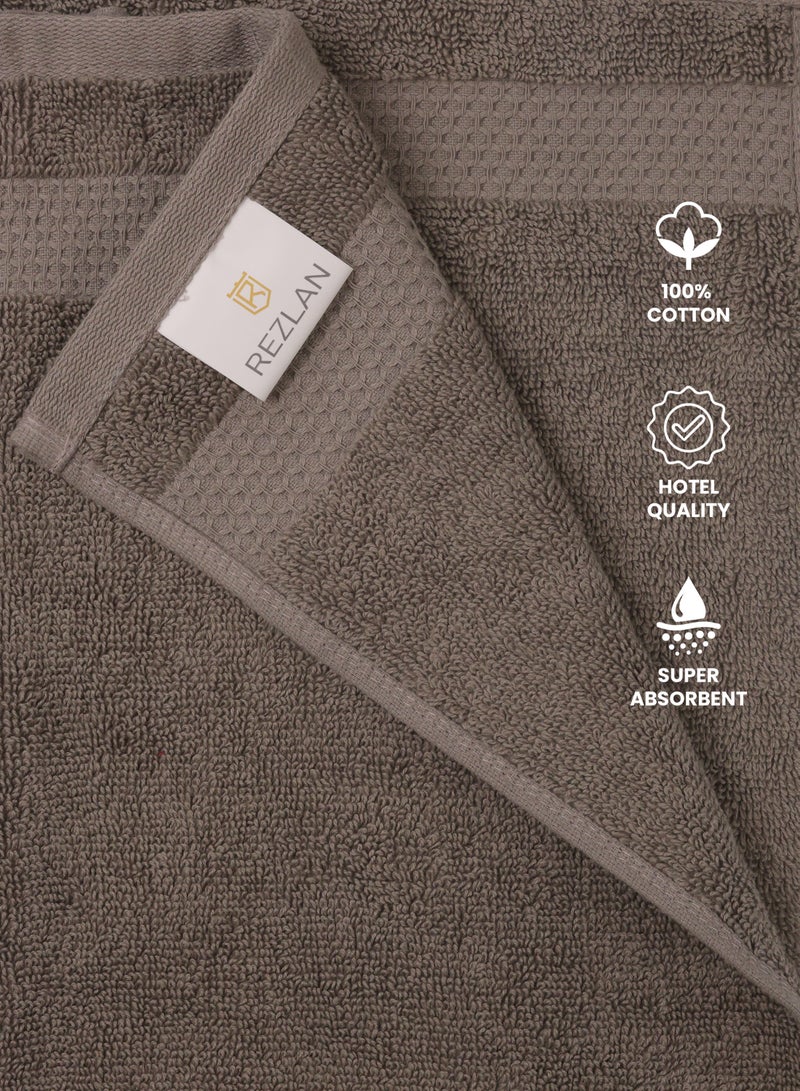 REZLAN UAE REZLAN Premium 4-Piece Hand Towel Set - 100% Cotton (40×60 cm/16×24 in) - Soft & Absorbent - DK GREY  - Image 5