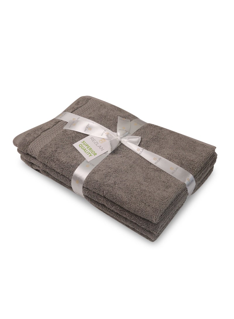 REZLAN UAE REZLAN Premium 4-Piece Hand Towel Set - 100% Cotton (40×60 cm/16×24 in) - Soft & Absorbent - DK GREY  - Image 2