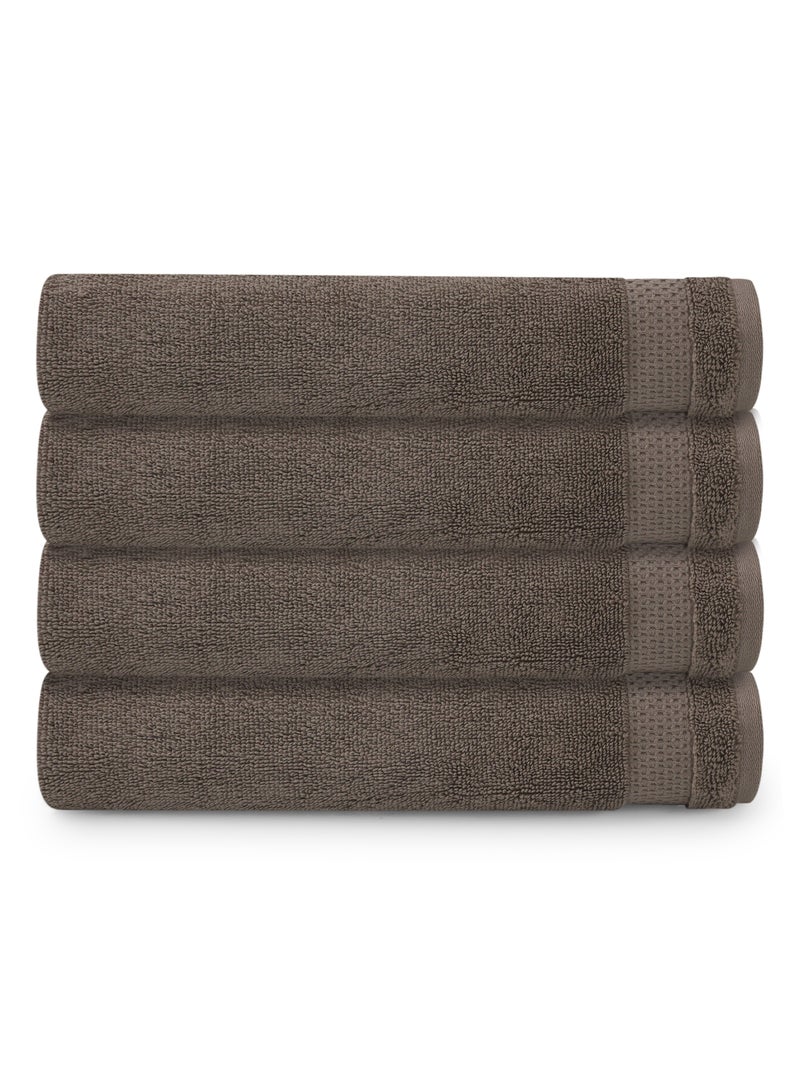 REZLAN UAE REZLAN Premium 4-Piece Hand Towel Set - 100% Cotton (40×60 cm/16×24 in) - Soft & Absorbent - DK GREY  - Image 1