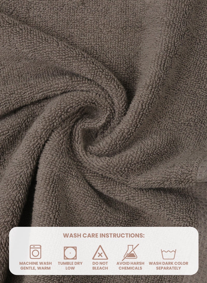REZLAN UAE REZLAN Premium 4-Piece Hand Towel Set - 100% Cotton (40×60 cm/16×24 in) - Soft & Absorbent - DK GREY  - Image 3