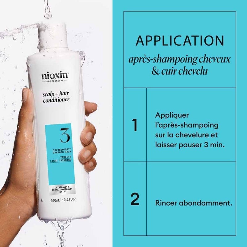 Nioxin Scalp + Hair System 3 Conditioner  Conditioner for Coloured Dry & Damaged Hair Prevents Thinning Hair  With Biotin Caffeine & Niacinamide (300 ml) - Image 2