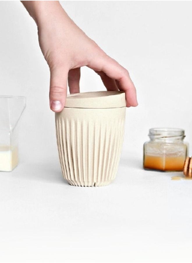 Natural reusable coffee cup with airtight lid made with coffee husk with sophisticated design health friendly materiel keeps you safe carry your drink with style and class it will keep your drink hot