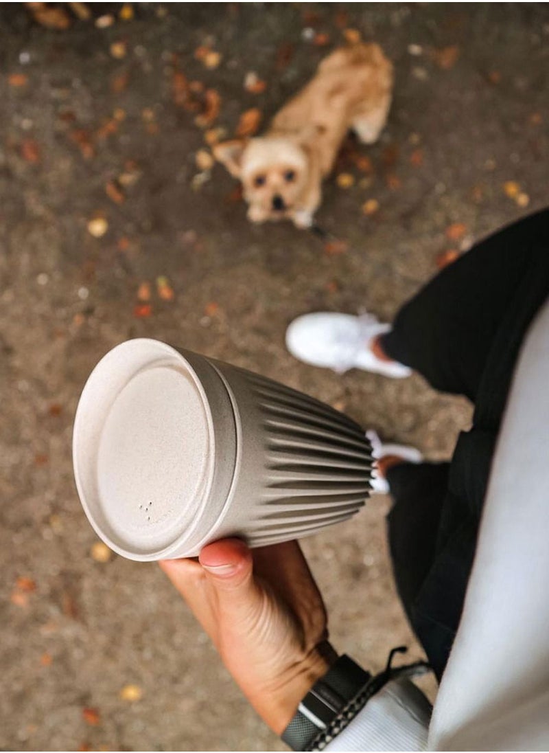 Natural reusable coffee cup with airtight lid made with coffee husk with sophisticated design health friendly materiel keeps you safe carry your drink with style and class it will keep your drink hot