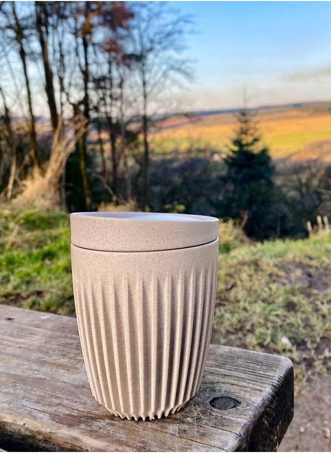 Natural reusable coffee cup with airtight lid made with coffee husk with sophisticated design health friendly materiel keeps you safe carry your drink with style and class it will keep your drink hot