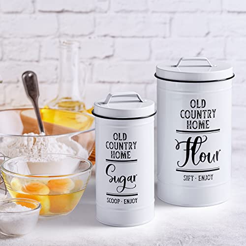 DAYYET Canisters Sets for the Kitchen, Airtight Kitchen Canisters for Countertop, Flour and Sugar Containers, Tea Coffee Sugar Canister Set, Coffee Bar Decor and Accessories, Set of 4, White - Image 5