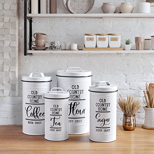 DAYYET Canisters Sets for the Kitchen, Airtight Kitchen Canisters for Countertop, Flour and Sugar Containers, Tea Coffee Sugar Canister Set, Coffee Bar Decor and Accessories, Set of 4, White - Image 4