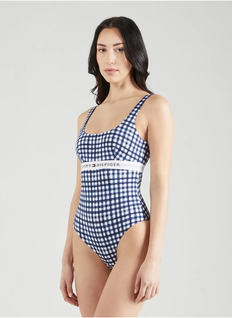 TOMMY HILFIGER Checked Logo Detail Swimsuit