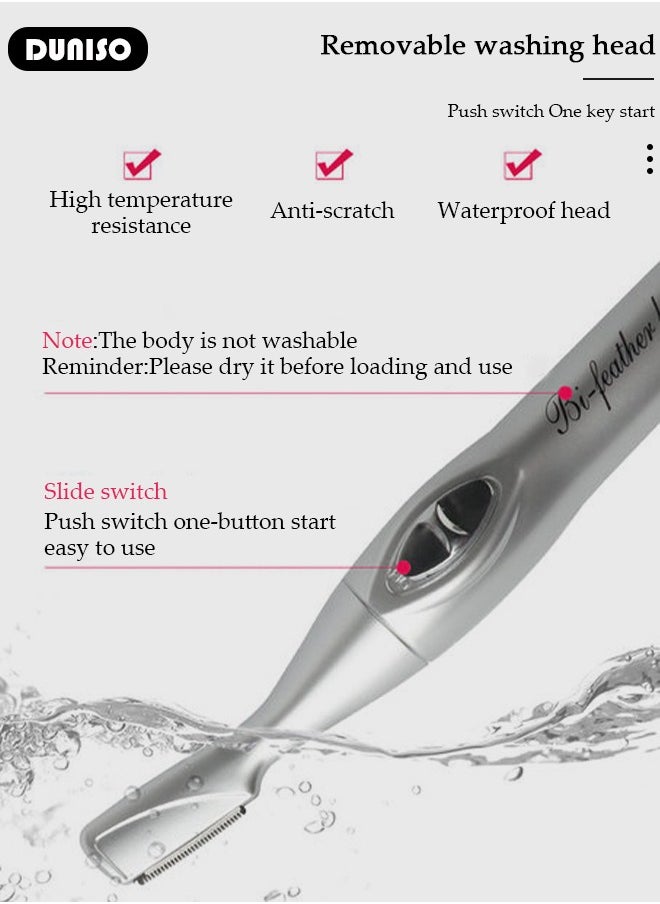 DUNISO Electric Eyebrow Trimmer, Rechargeable Painless Hair Remover, Detachable Cordless Eyebrow Hair Remover with LED Display, Facial Hair Remover for Women  - Image 2