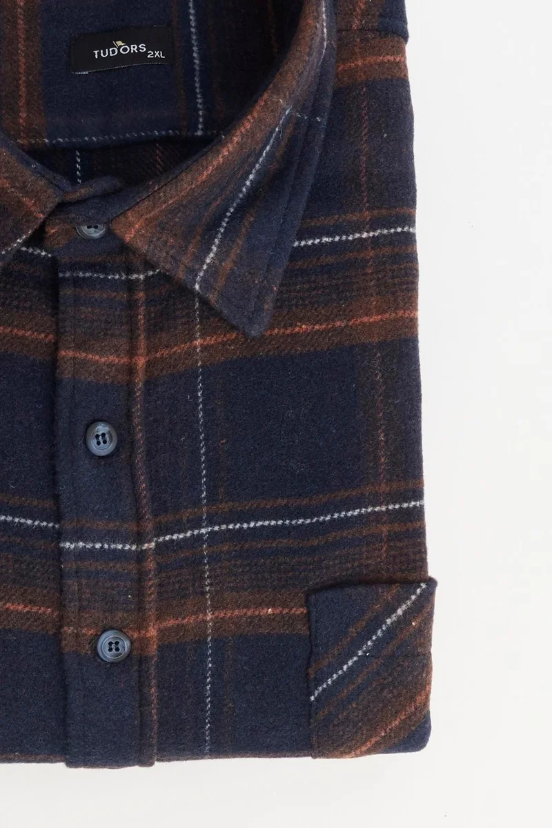 Tudors Men's Big Size Large Size Lumberjack Single Pocket Checkered Winter Shirt