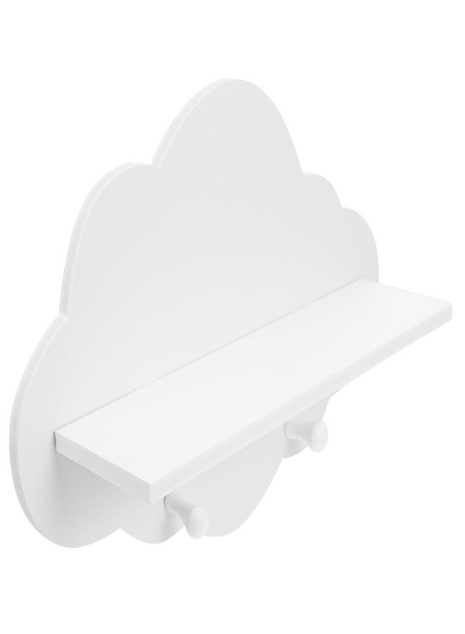 ARTIBETTER 1pc Wooden Cloud Shape Floating Shelf 14 Inch White Wall-Mounted Storage Shelf for Nursery Kids Room Decor and Organization - Image 1