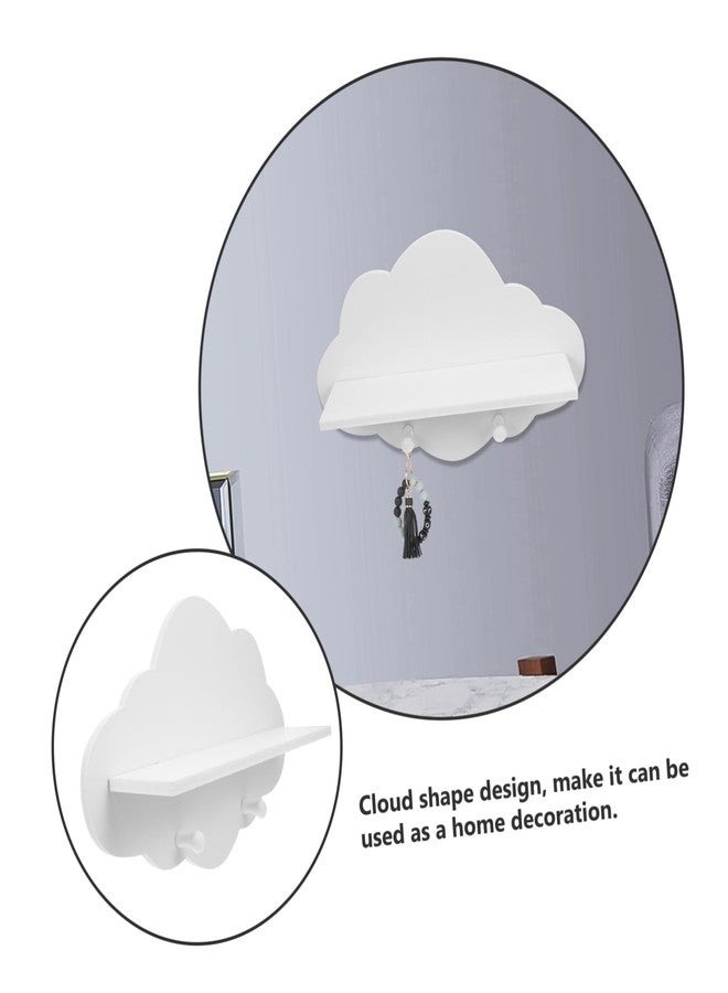 ARTIBETTER 1pc Wooden Cloud Shape Floating Shelf 14 Inch White Wall-Mounted Storage Shelf for Nursery Kids Room Decor and Organization - Image 4