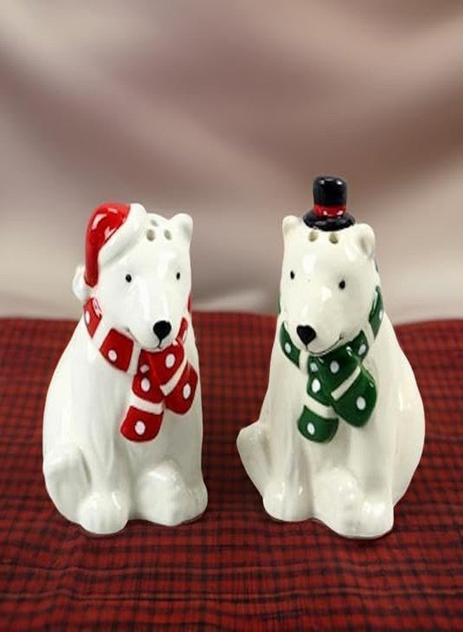 The Bridge Collection 3.25" Holiday Polar Bear Salt and Pepper Shaker Set - Christmas Salt and Pepper Shakers- Winter White Bear Kitchen Items - - Image 3