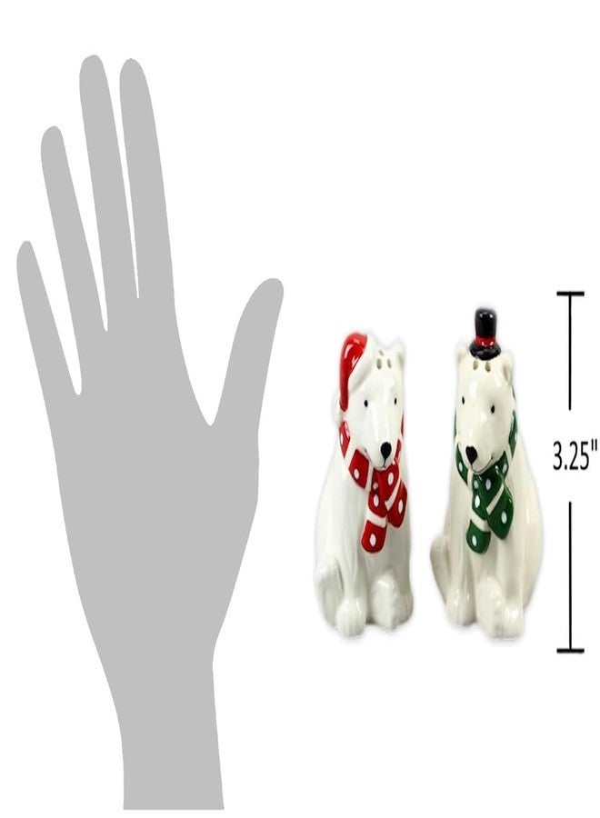 The Bridge Collection 3.25" Holiday Polar Bear Salt and Pepper Shaker Set - Christmas Salt and Pepper Shakers- Winter White Bear Kitchen Items - - Image 4