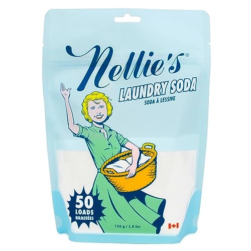 Nellies Laundry Soda Concentrated Laundry Detergent Powder 50 Load Pouch Gentle on Skin and Environment FragranceFree Made in Canada